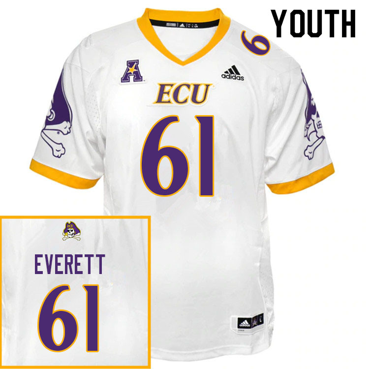 Youth #61 Keziah Everett ECU Pirates College Football Jerseys Sale-White